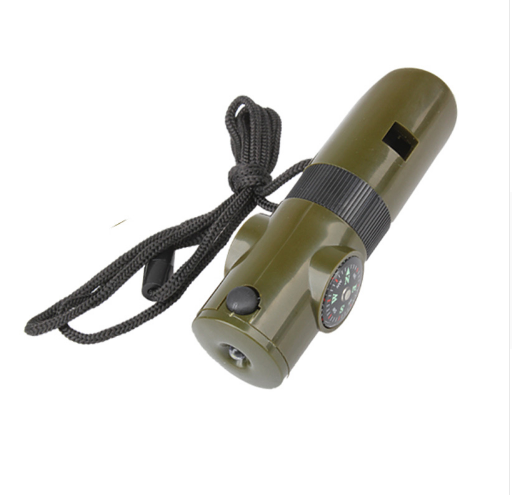 Seven-in-one multi-function compass survival whistle