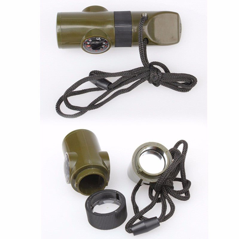 Seven-in-one multi-function compass survival whistle