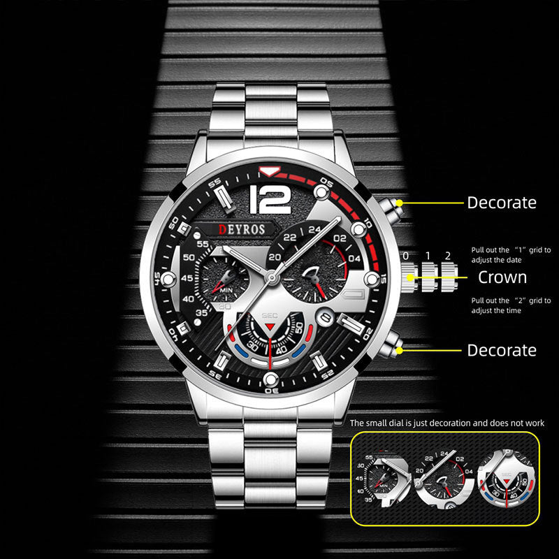 Men's Fashion Casual Six-pin Steel Belt Quartz Watch - Bargains4PenniesMen's Fashion Casual Six-pin Steel Belt Quartz WatchBargains4Pennies