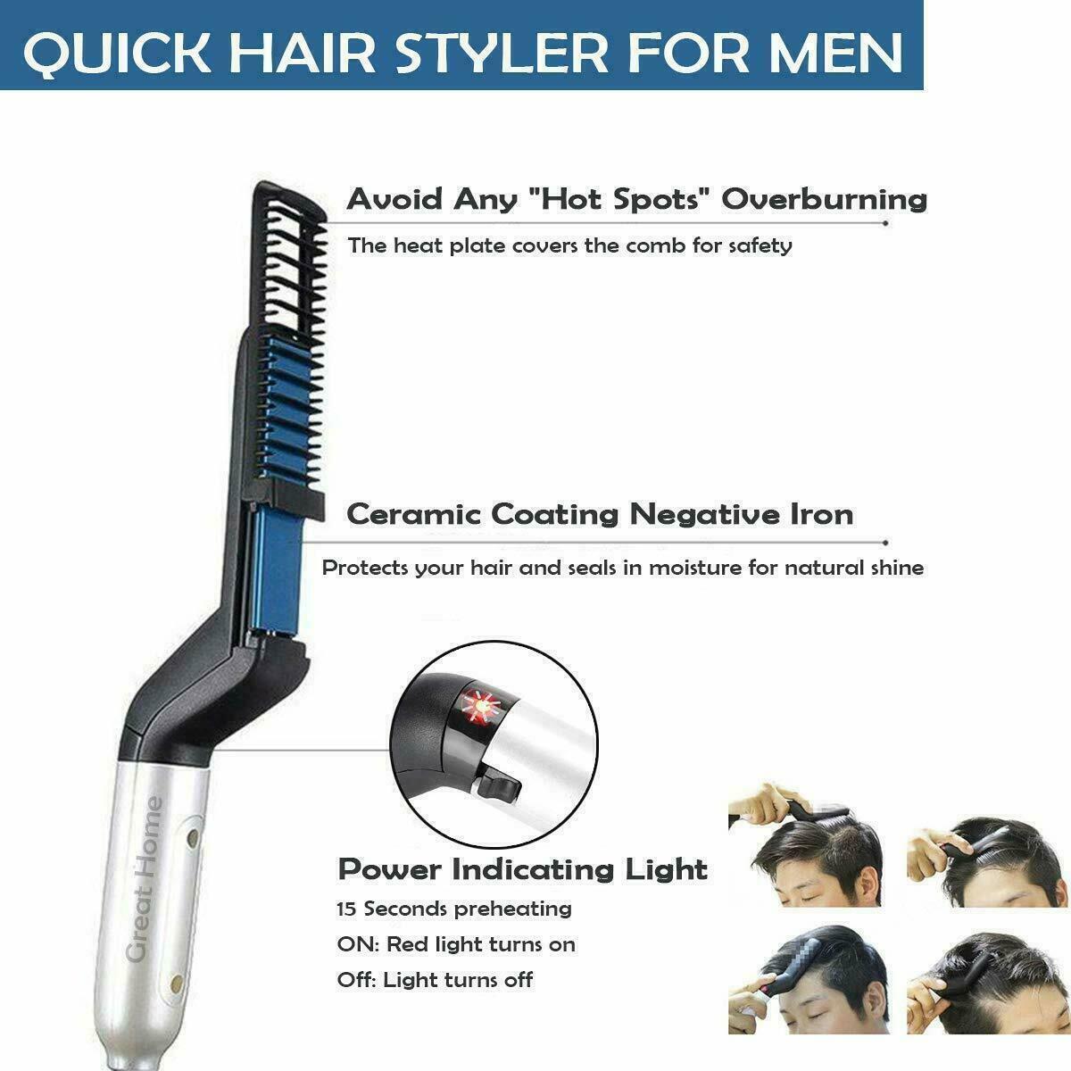Hair Straightener Men Multifunctional Comb Curling Electric Brush - Bargains4PenniesHair Straightener Men Multifunctional Comb Curling Electric BrushBargains4Pennies