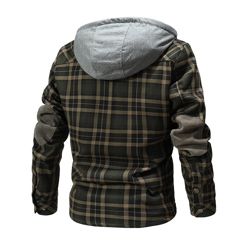 Men Warm Jacket Fleece Lining Lumberjack Plaid Hooded Jackets Snap Button - Bargains4PenniesMen Warm Jacket Fleece Lining Lumberjack Plaid Hooded Jackets Snap ButtonBargains4Pennies