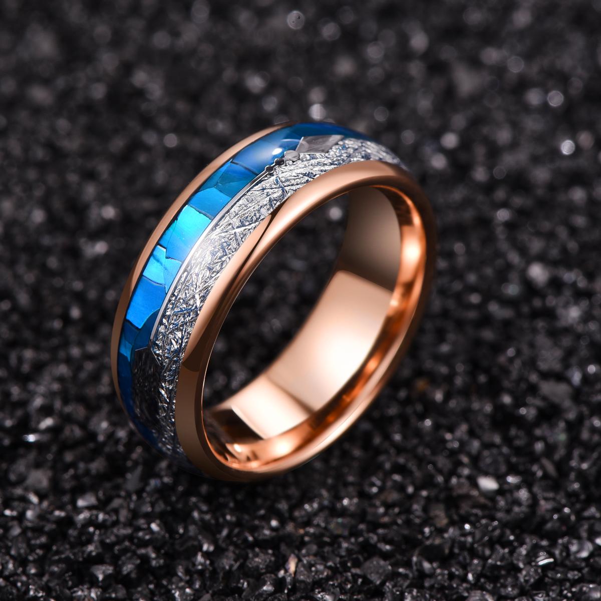 Blue and Rose Gold Arrow Tungsten Ring - Bargains4PenniesBlue and Rose Gold Arrow Tungsten RingBargains4Pennies
