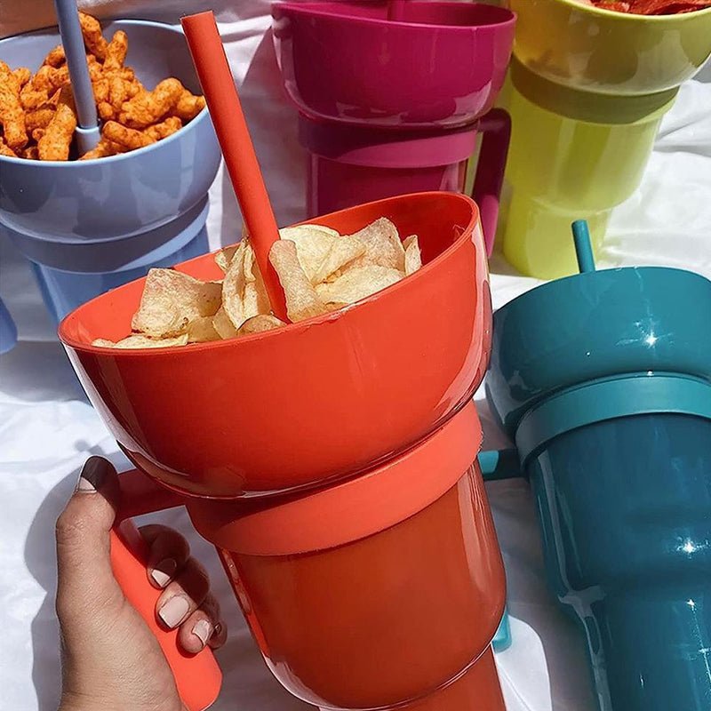 Snack and Sip Stadium Hand Cup Reusable Leakproof Snacking Bowl - Bargains4PenniesSnack and Sip Stadium Hand Cup Reusable Leakproof Snacking BowlBargains4Pennies
