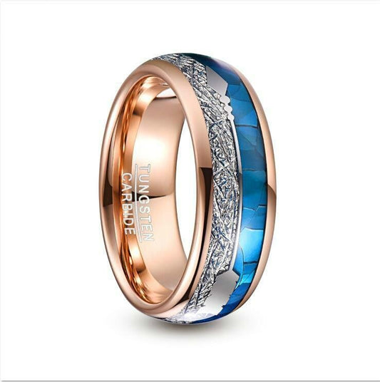 Blue and Rose Gold Arrow Tungsten Ring - Bargains4PenniesBlue and Rose Gold Arrow Tungsten RingBargains4Pennies
