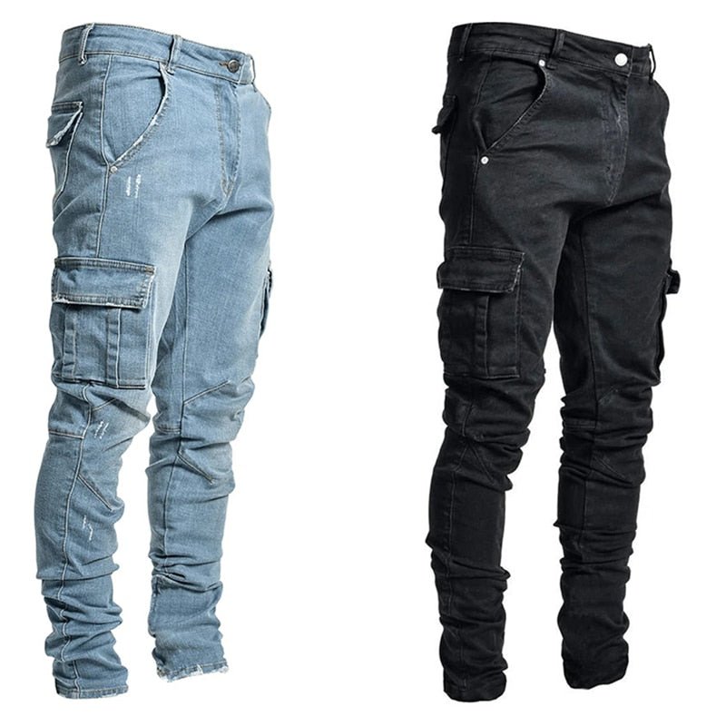 Men's Multi Pocket Cargo Jeans - Bargains4PenniesMen's Multi Pocket Cargo JeansBargains4Pennies