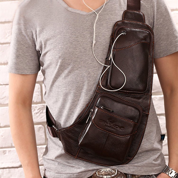 Leather Men's Chest Bag First Layer Cowhide Casual Satchel - Bargains4PenniesLeather Men's Chest Bag First Layer Cowhide Casual SatchelBargains4Pennies