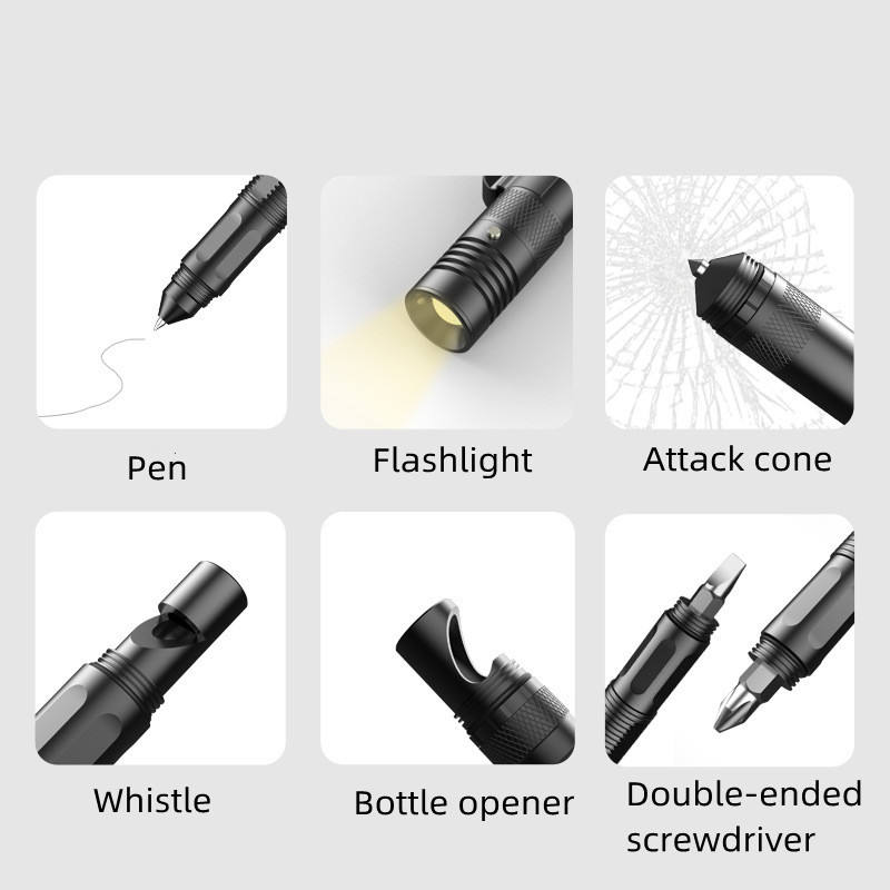 Tools Aluminum Alloy Multifunctional Tactical Pen Flashlight plus Survival Tool - Bargains4PenniesTools Aluminum Alloy Multifunctional Tactical Pen Flashlight plus Survival ToolBargains4Pennies