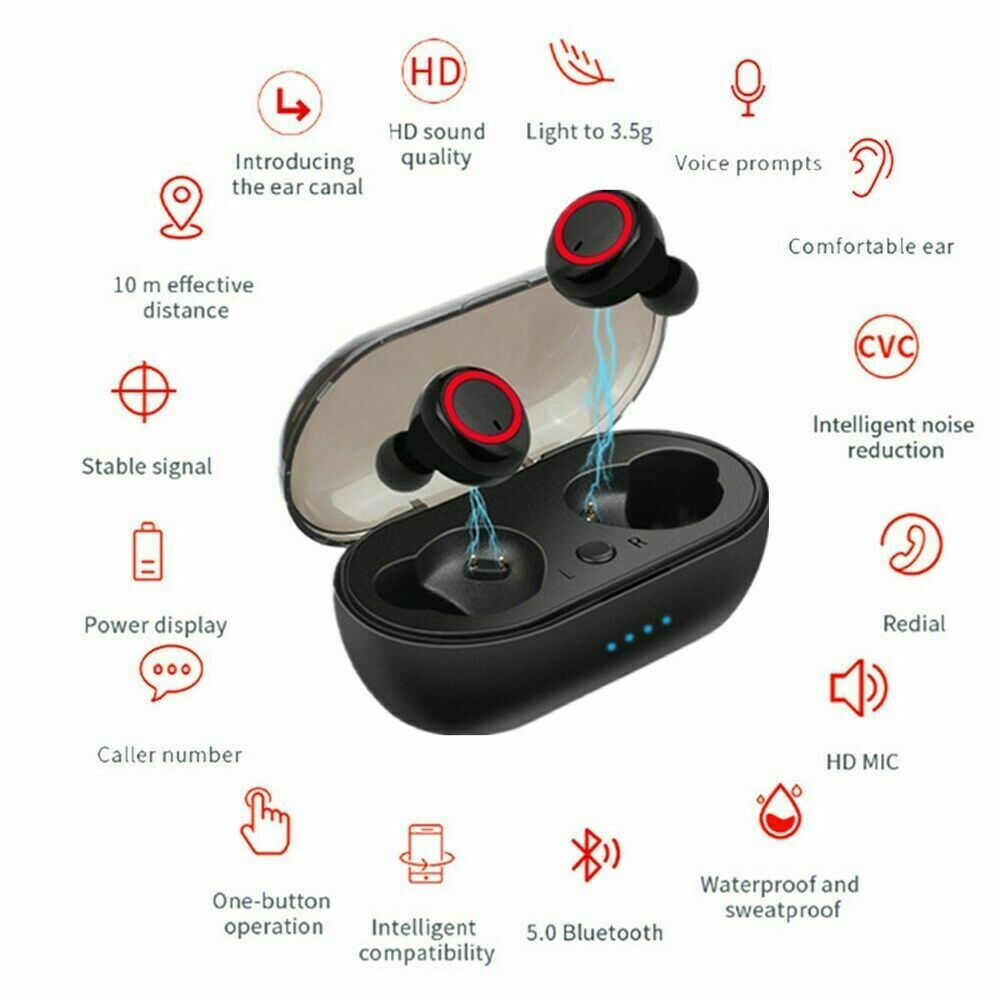 Waterproof Bluetooth 5.0 Wireless Earbuds Noise Cancelling TWS - Bargains4PenniesWaterproof Bluetooth 5.0 Wireless Earbuds Noise Cancelling TWSBargains4Pennies