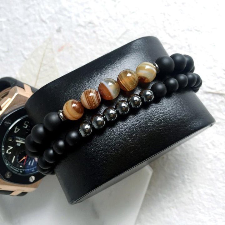 The Protector Hematite Agate Balancing Bracelet Set - Bargains4Pennies