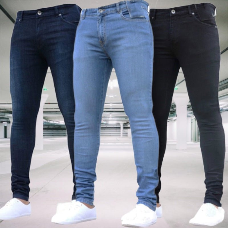 Men's Pants Retro Washing Zipper Stretch Jeans - Bargains4Pennies